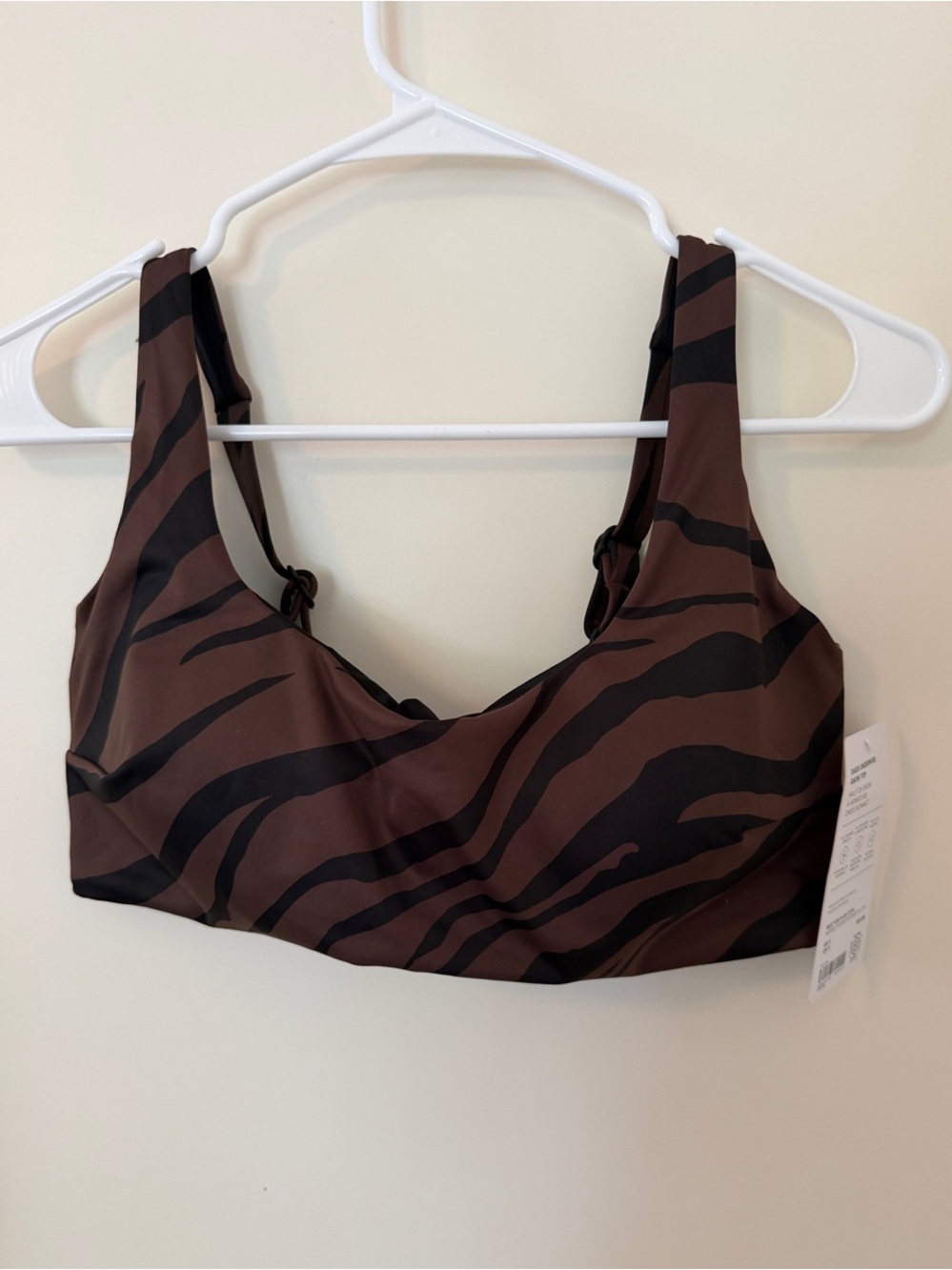 Athleta Brown and Black Zebra-Print Bikini Top